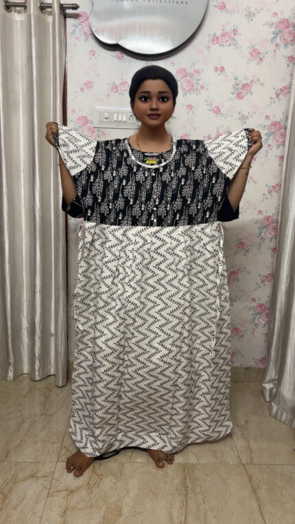 Frock Model Nighty - Half White Strips