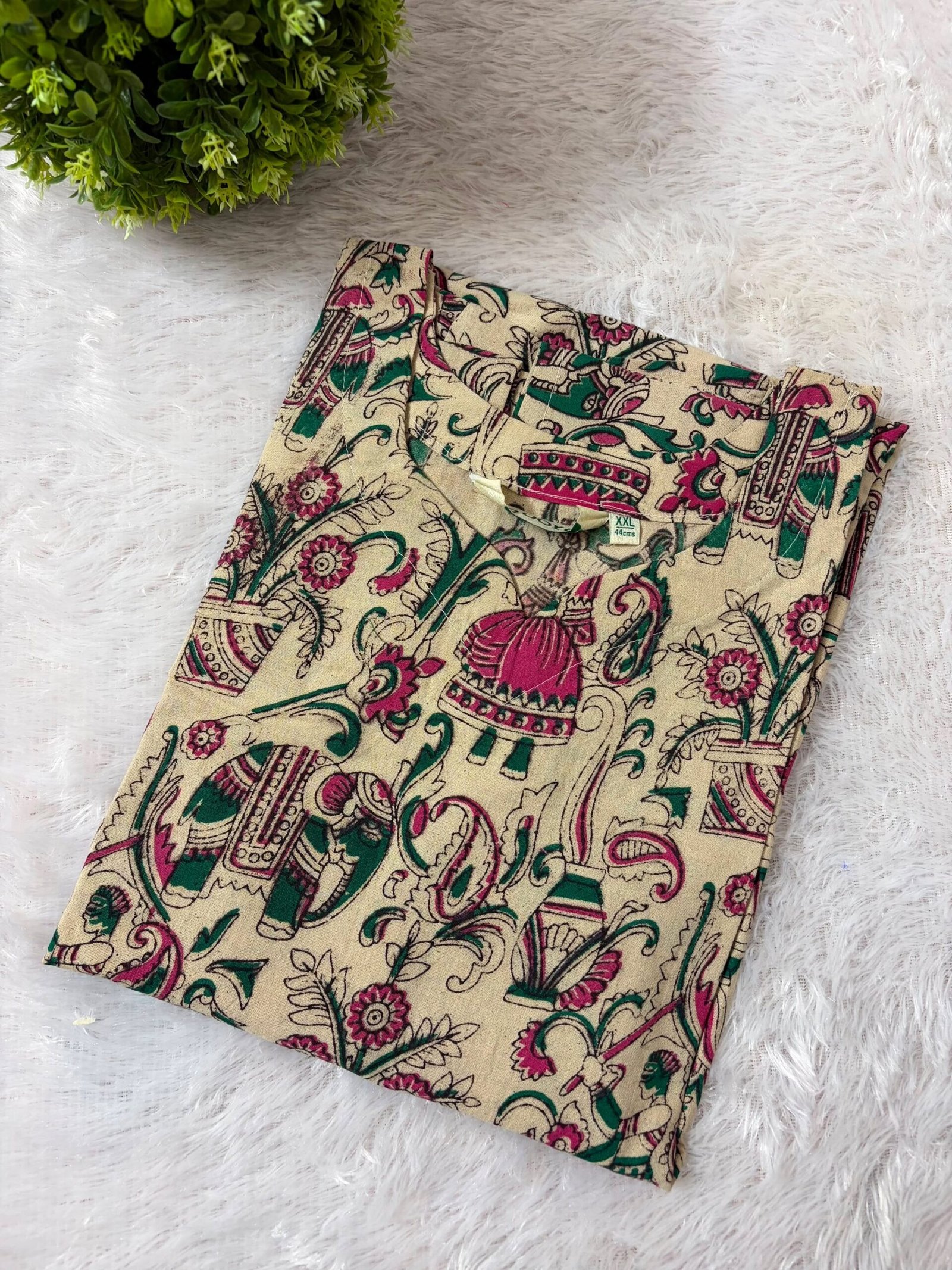 4CCE7EE6-76A0-4B58-BFB5-547A6E228979 Kalamkari Kurti- THK195 - Image 1