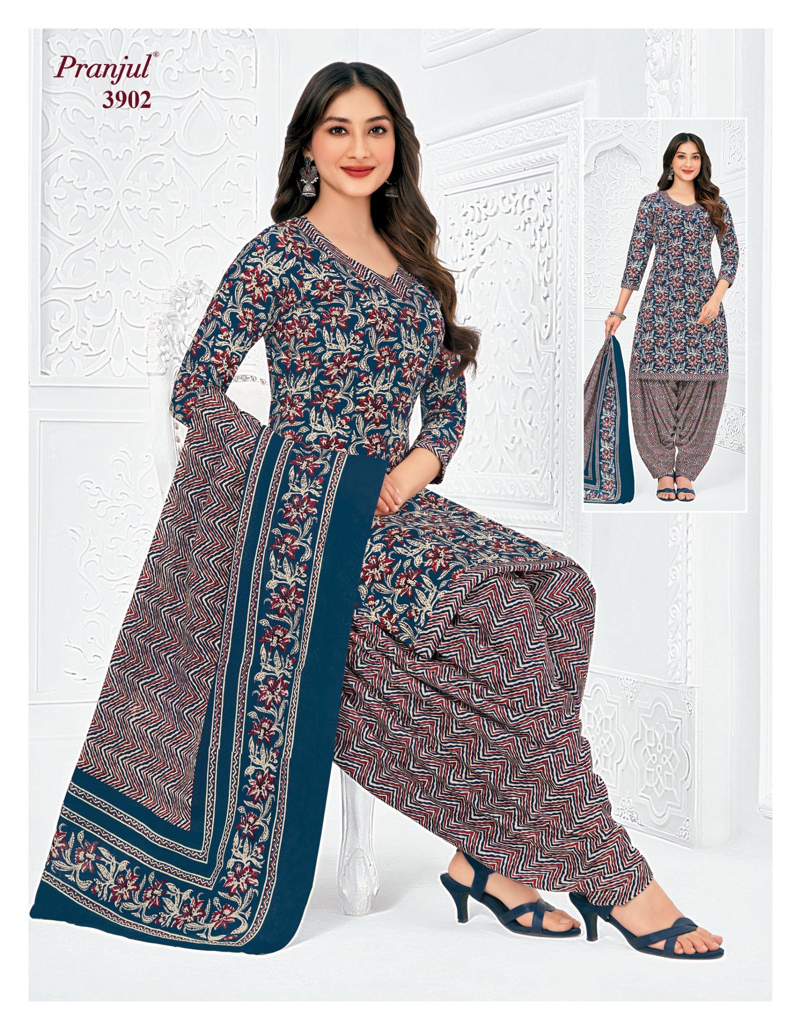 3902 Readymade Patiyala Set - 3902 - Image 1
