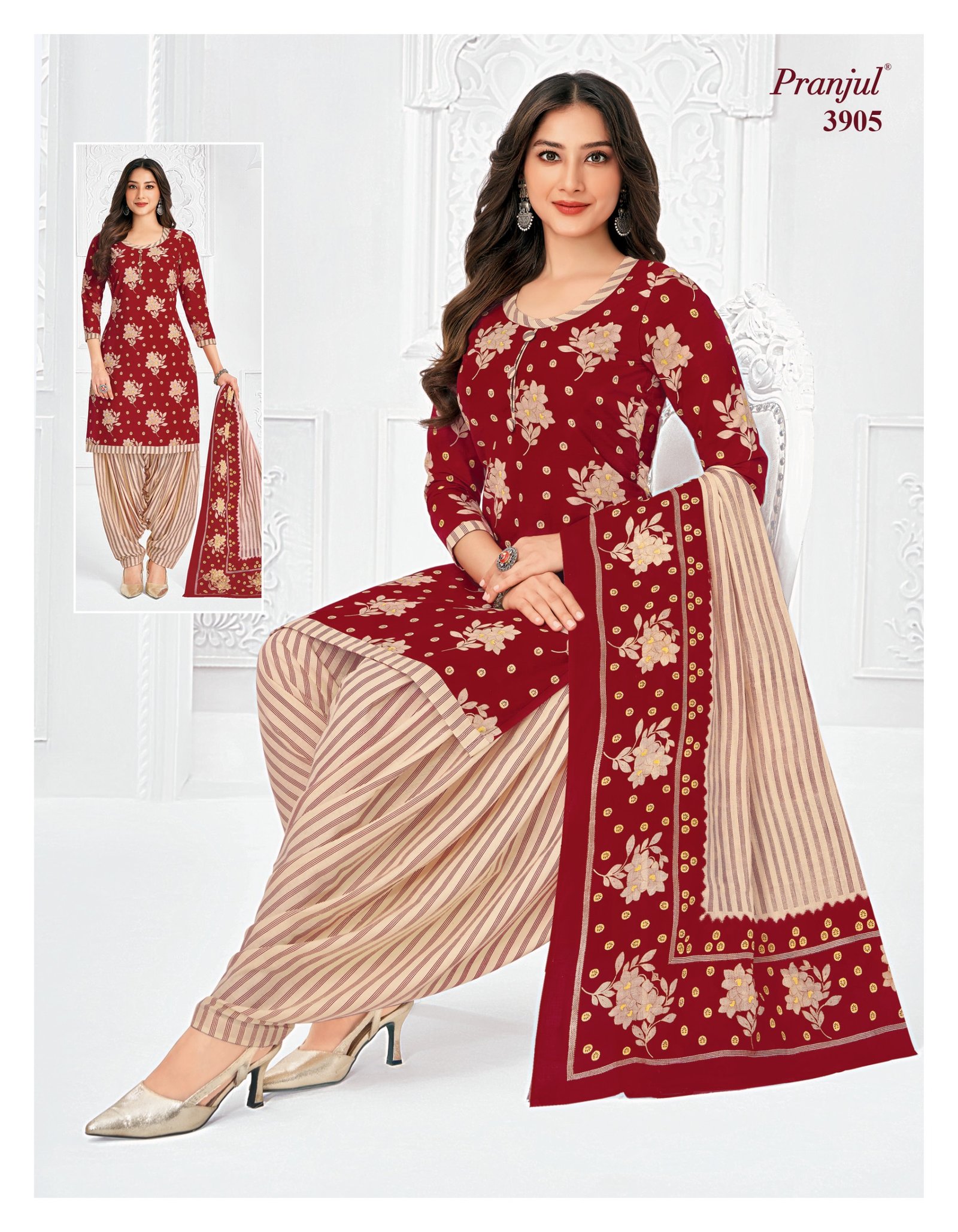 3905 Readymade Patiyala Set - 3905 - Image 1