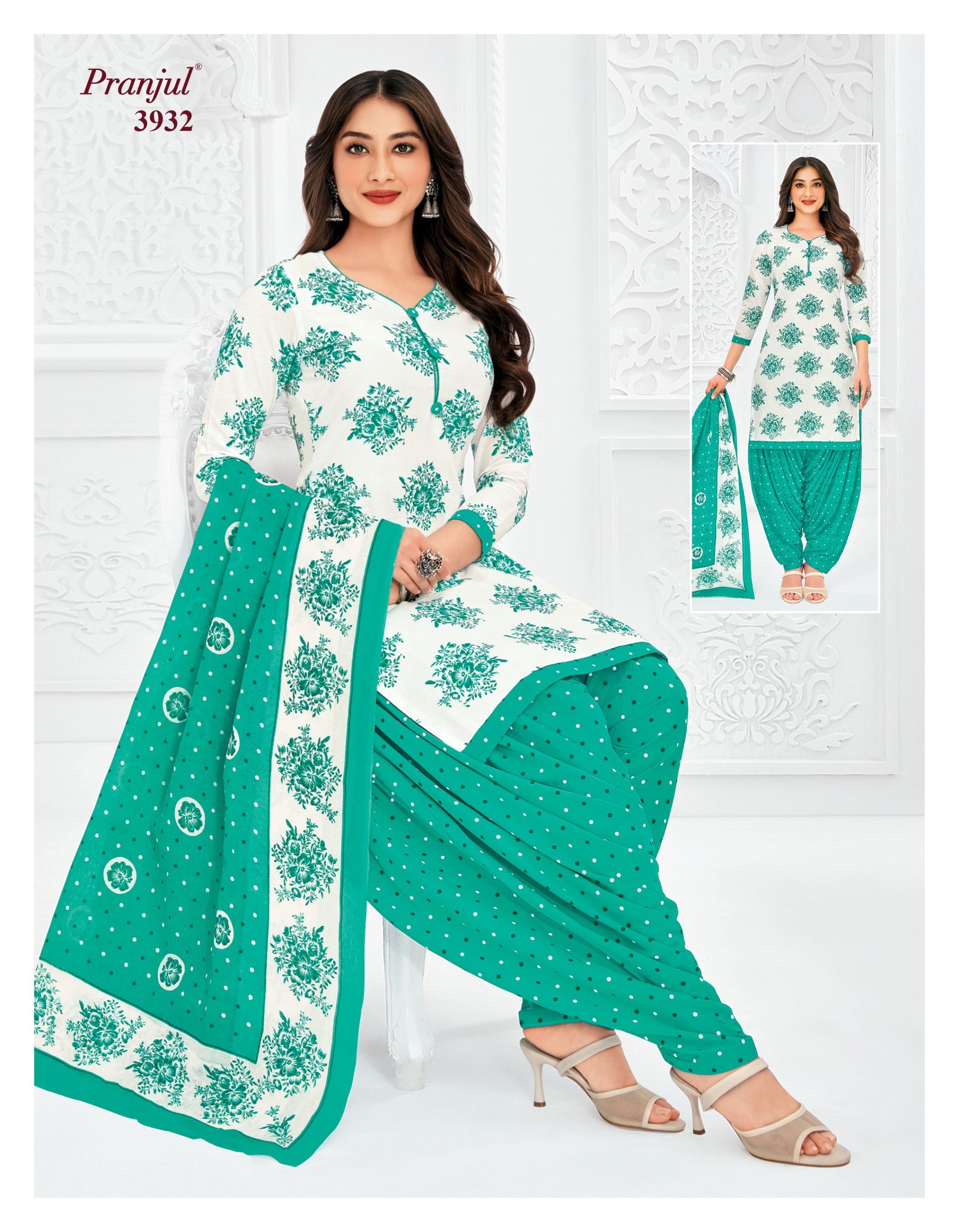 3932 Readymade Patiyala Set - 3932 - Image 1